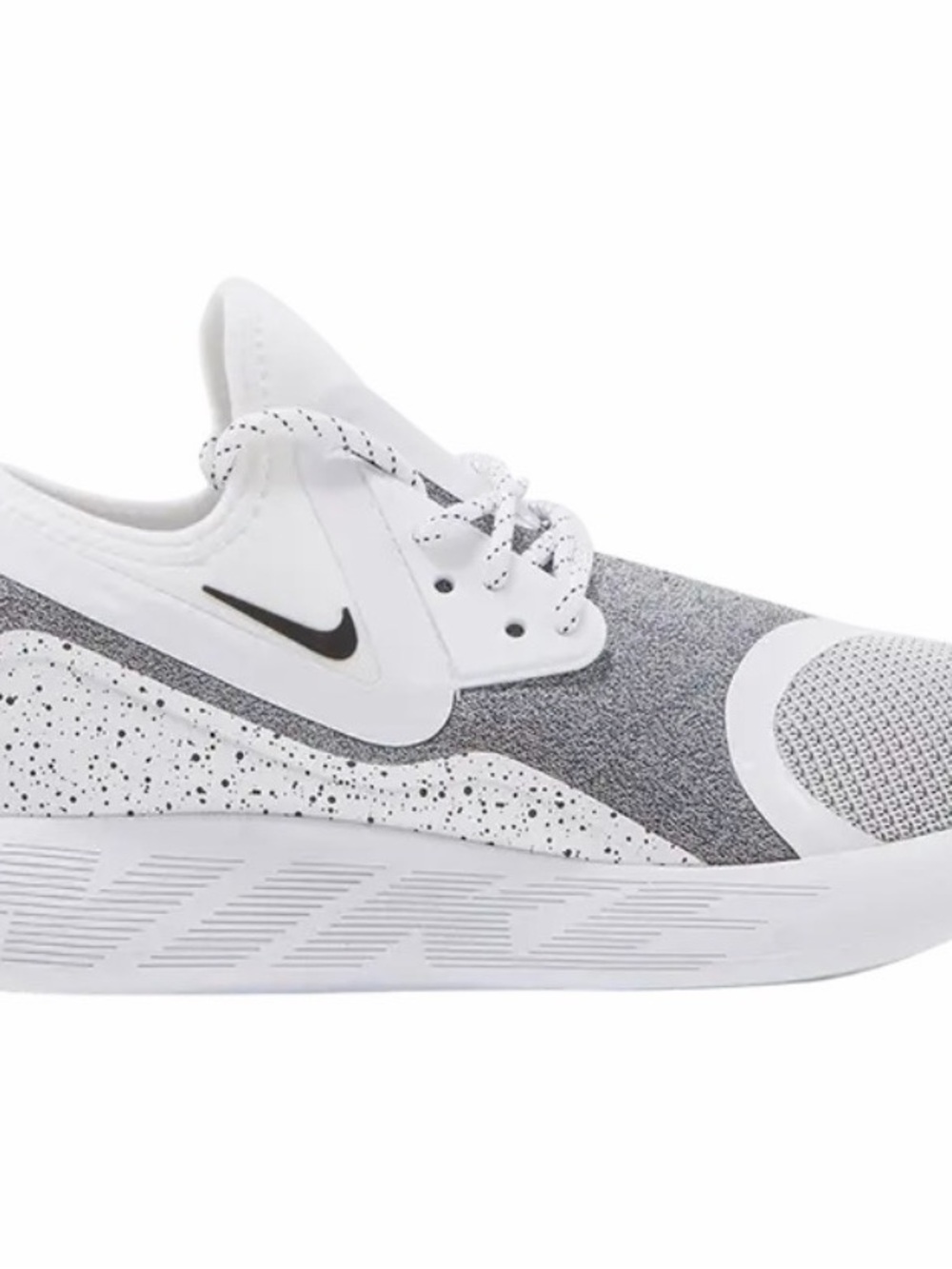 Nike Women's Lunarcharge White and Gray Athletic Sneakers